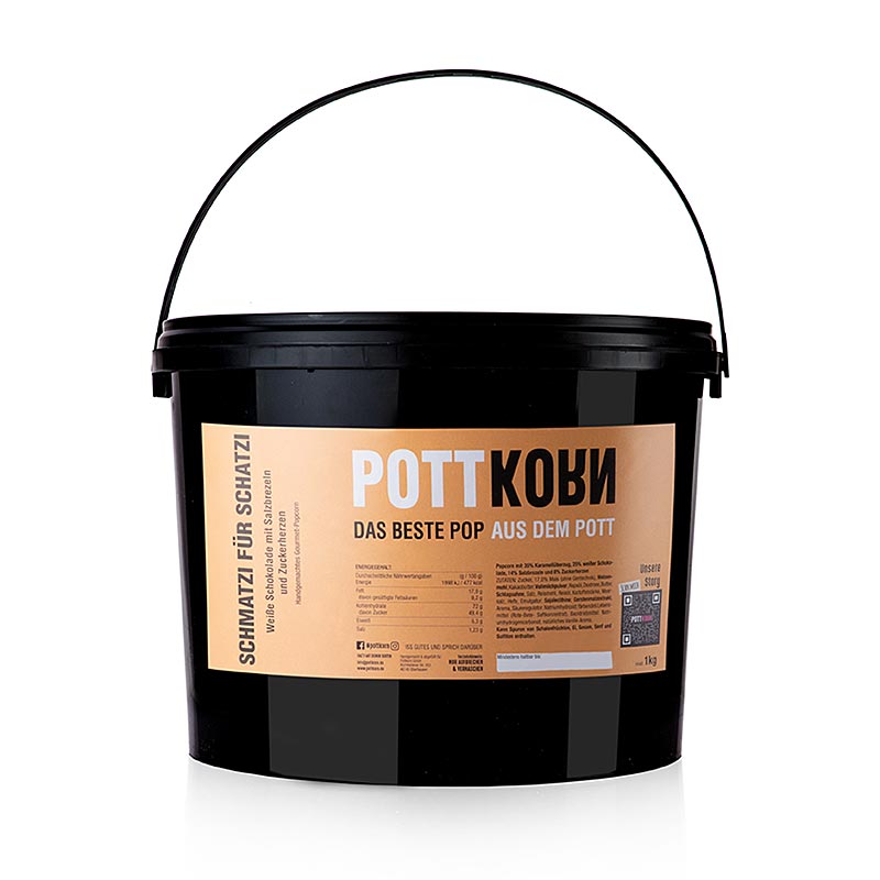 Pottkorn - Schmatzi for alskling, popcorn med vit choklad, kringla - 1 kg - Pe hink