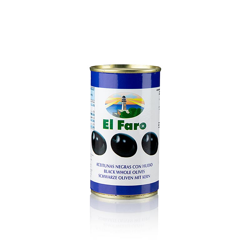 Aceitunas negras, deshuesadas y ennegrecidas, en el lago, El Faro - 350g - poder