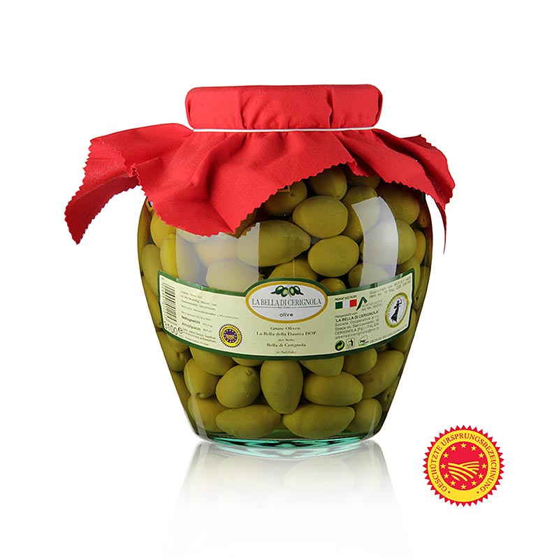 Groenne oliven, med grop, Bella della Daunia, i Lake, Apulia - 3,14 kg - kan