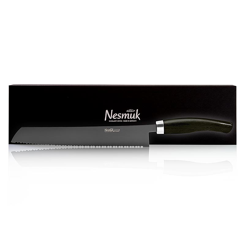 Coltello da pane Nesmuk Janus, 270mm, manico in rovere di palude - 1 pezzo - scatola