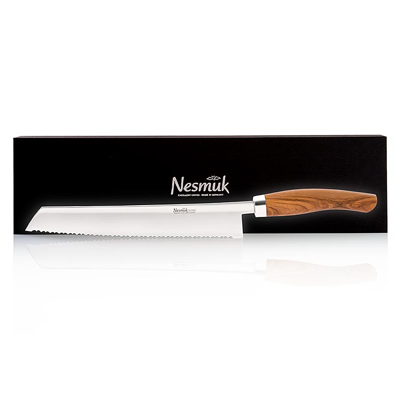 Cuchillo para pan Nesmuk Soul, 270 mm, mango de madera de olivo - 1 pieza - caja