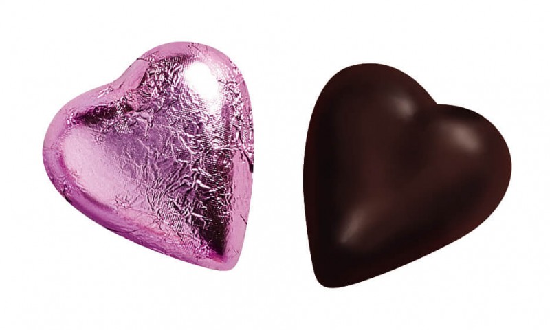 Moerk sjokolade valentines, moerk sjokoladehjerter 75%, Venchi - 1000 g - kg