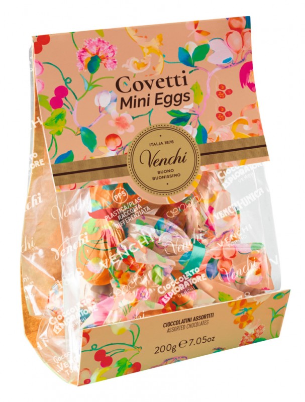 Rawat beg dengan pelbagai telur mini hazelnut, telur coklat dengan hazelnut, badam, pistachio, Venchi - 200 g - beg