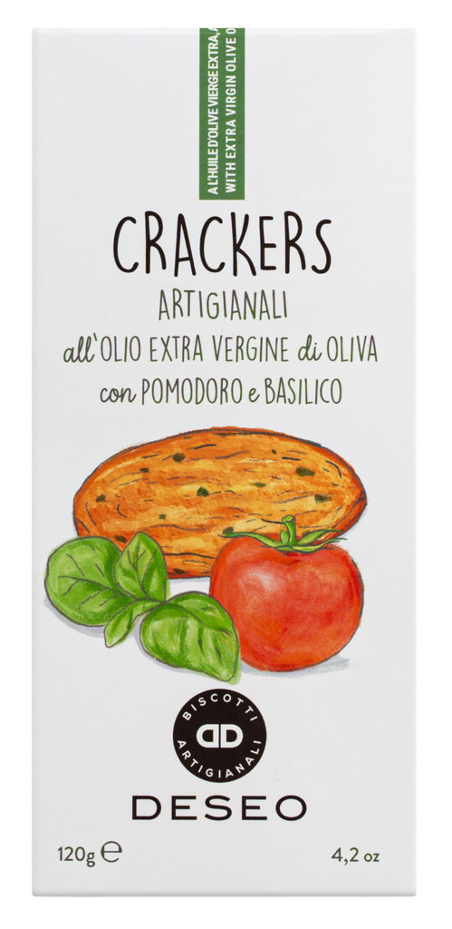 Biscoitos allolio e.vergine, pomodoro e basilico, biscoitos m. nativo. Azeite extra, tomate, manjericao, deseo - 120g - pacote