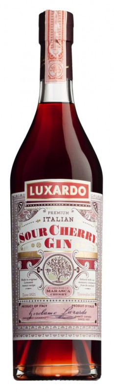 Sour Cherry Gin, gin com sabor cereja marasca, Luxardo - 0,7L - Garrafa