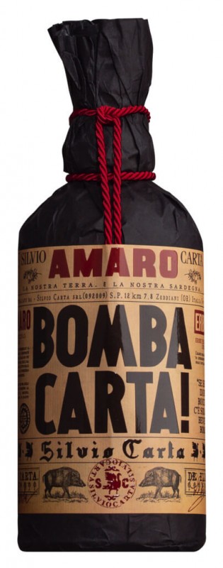 Amaro Bomba Carta, katkeralikoori, Silvio Carta - 0,7 litraa - Pullo