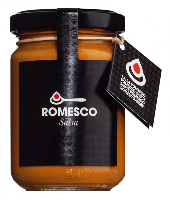 Salsa Romesco, salsa di condimento con pomodori, mandorle e nocciole, Don Gastronom - 130 g - Bicchiere