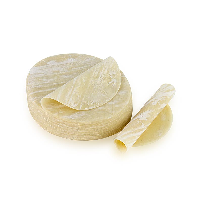 Massa para gyoza/wonton, fina e redonda, com aproximadamente 9,5 cm de diametro. - 200g, 25 folhas - bolsa