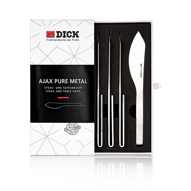 Set pisau stik batang Ajax logam tulen - 4 keping - kadbod
