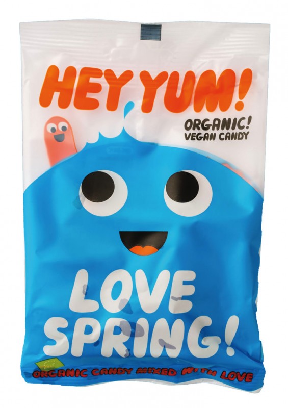 Love Spring, organik, permen karet buah, organik, Hey Yum! - 10x100g - menampilkan