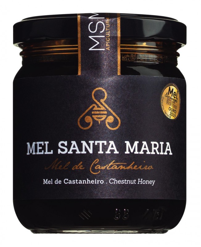 Mel de Castanheiro, ekologisk, kastanjehonung, ekologisk, Mel Santa Maria - 250 g - Glas