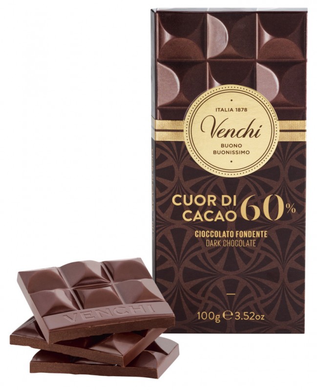 60% mork chokladkaka, mork choklad 60%, Venchi - 100 g - Bit