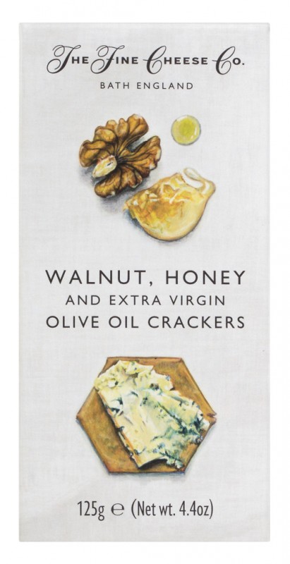 Crackers Noci, Miele e Olio Extra Vergine di Oliva, Crackers al Formaggio con Noci, Miele e Olio Extravergine di Oliva, The Fine Cheese Company - 125 g - pacchetto