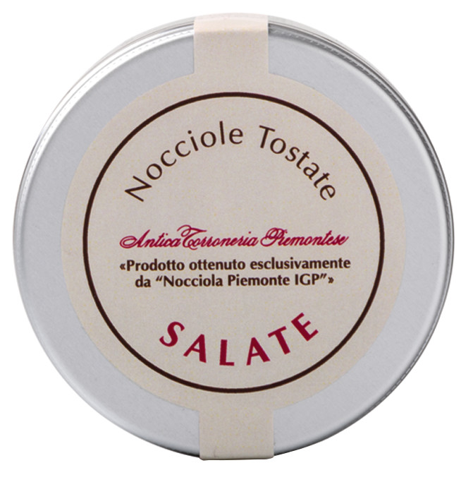 Nocciole Tostate Salata Vaso, suolatut hasselpahkinat Piemonte IGP, Antica Torroneria Piemontese - 150 g - Lasi