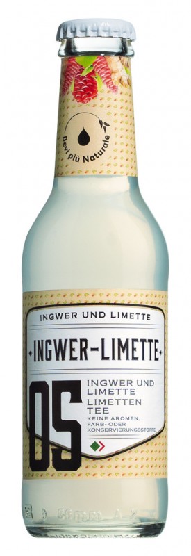 Ginger Lime 05, ingefaer-lime limonade, Bevi piu naturlig - 0,2L - Flaske