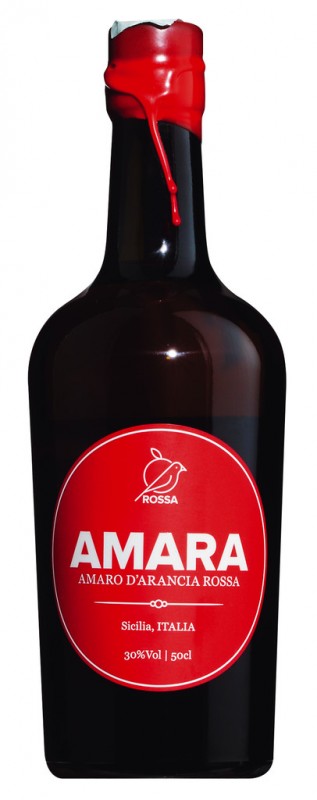 Amara - amaro d`arancia rossa, licor amargo feito de laranja sanguinea, Rossa - 0,5L - Garrafa