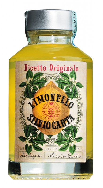 Limonello Ricetta Originale, licor de limon, mini, Silvio Carta - 0.1L - Botella
