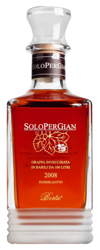 SoloPerGian, grappa i presentforpackning i tra, Berta - 0,7L - Flaska