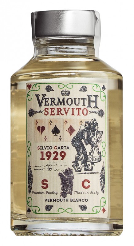 Vermouth Bianco Servito, Vermouth Bianco Servito, mini, Silvio Carta - 0,1 L - Flaske