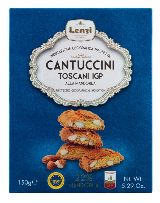 Cantuccini toscani IGP all mandorle, Toscanan mantelikekseja, Lenzi - 150 g - pakkaus