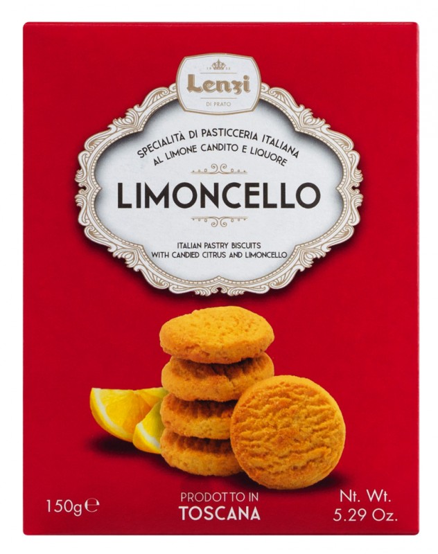 Limoncello - Pasticcini al Limoncello, pasteis com limoncello, Lenzi - 150g - pacote