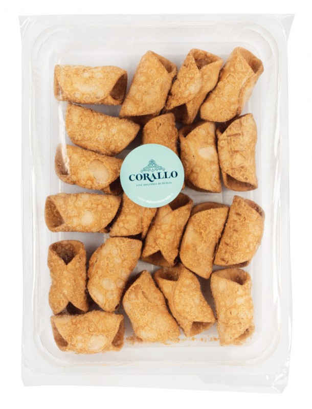 Cannoli siciliani, mignon, brioixeria de Sicilia, petit, corall - 200 g - paquet