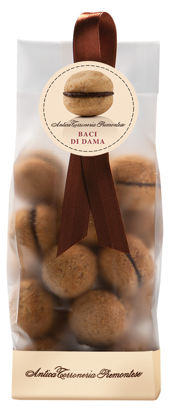 I baci di dama, sacchetto, tradisjonelle piemontesiske hasselnoettbakverk, pose, Antica Torroneria Piemontese - 200 g - bag