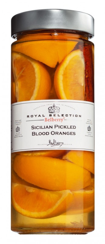 Arance rosse in salamoia, arance rosse in salamoia in brodo di aceto, Belberry - 625 g - Bicchiere