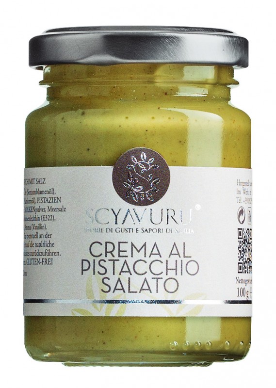 Crema al Pistacchio Salato, crema dulce de pistacho con sal, Scyavuru - 100 gramos - Vaso