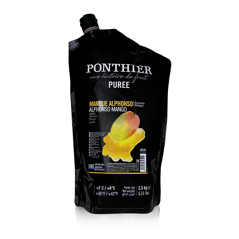 Purea di mango Ponthier, con zucchero - 2,5 kg - borsa