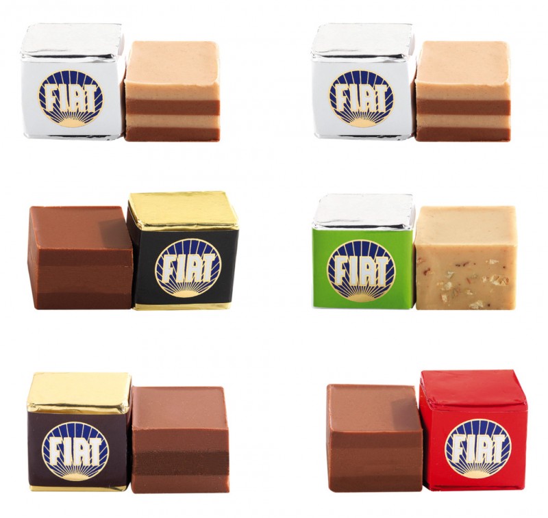 Cremini Fiat Mix, chocolates en capas surtidos de crema de cacao y avellanas, Majani - 5,995 gramos - Cartulina