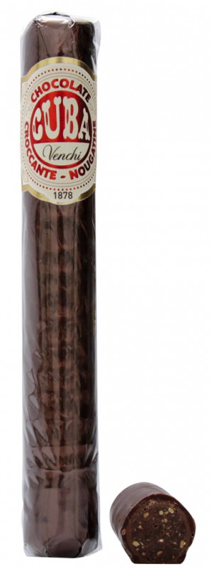Chocolate Cigar Truffle Nougatine, cerutu hitam dengan krim coklat hazelnut, Venchi - 100 gram - Bagian