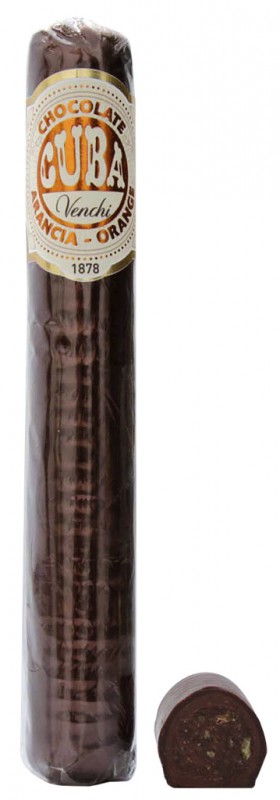 Chocolate Cigar Orange, cigarro oscuro con crema de cacao con piel de naranja, Venchi - 100 gramos - Pedazo