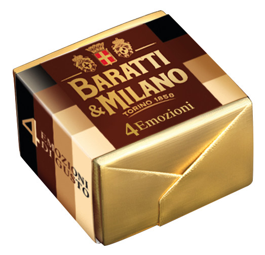 Cremino 4 emozioni di gusto, bombones en capas de avellanas, 4 capas, Baratti e Milano - 500g - bolsa