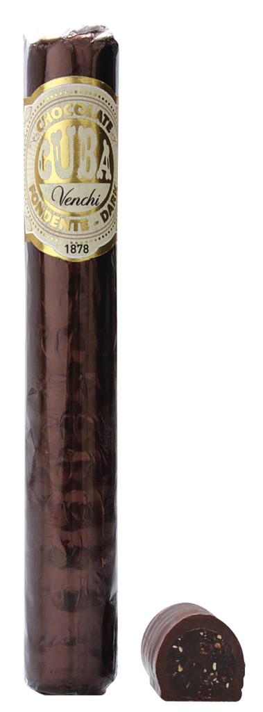 Cigarro de chocolate aromatico, Cigarro de chocolate negro con crema de cacao oscuro, Venchi - 100 gramos - Pedazo