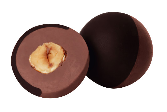 Moerk Dubledone-pralin, mandel-nougat-pralin, moerk sjokolade med hel hasselnoett, Venchi - 1000 g - kg