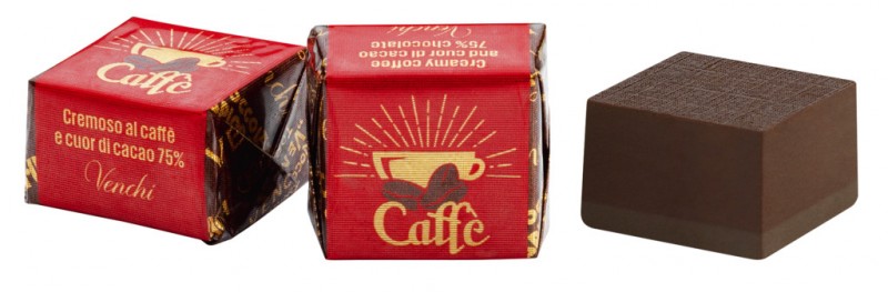 Cafe expreso, praline en capas de chocolate negro con cafe, Venchi - 1.000 gramos - kg