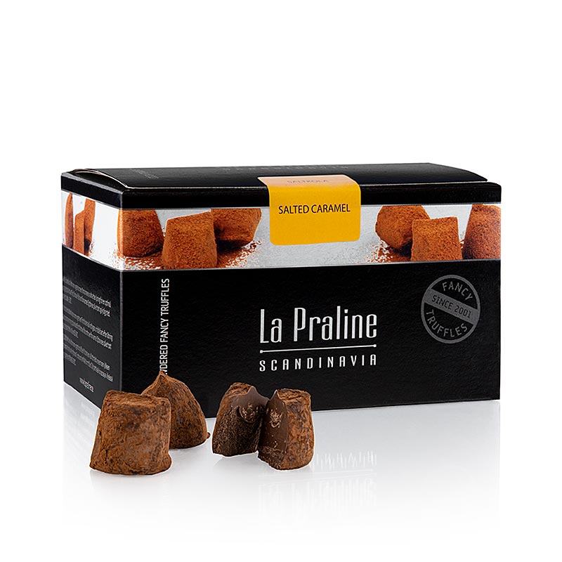 La Praline Fancy Truffles, confeitaria de chocolate com caramelo salgado, Suecia - 200g - caixa