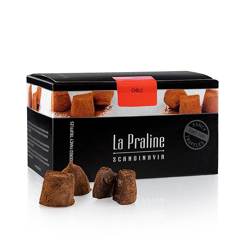 La Praline Fancy Truffles, confeitaria de chocolate com pimenta, Suecia - 200g - caixa
