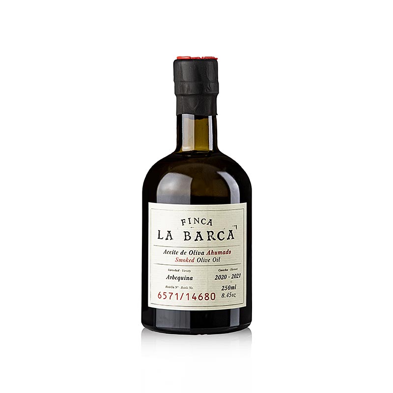 Aceite de oliva ahumado, 100% Arbequina, Finca La Barca - 250ml - Botella