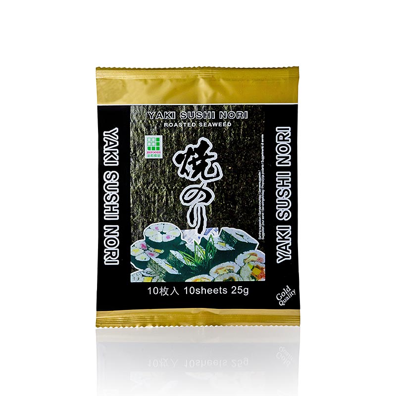 Yakinori interi, foglie di alghe secche, tostate, dorate - 25 g, 10 fogli - borsa