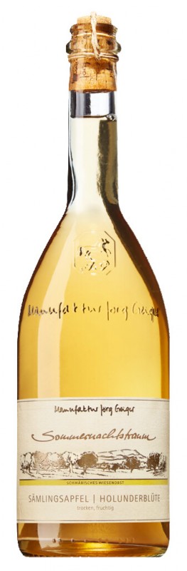 Sueno de una noche de verano, sidra de manzana con flores de sauco, Manufactory Jorg Geiger - 0,75 litros - Botella