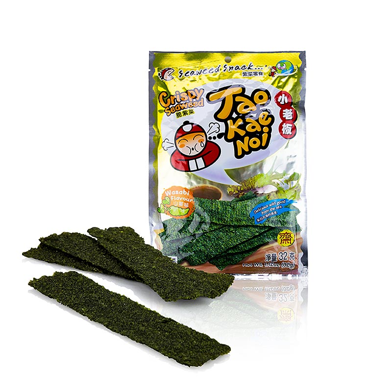 Taokaenoi Crispy Seaweed Wasabi, keripik rumput laut dengan rasa wasabi - 32g - tas