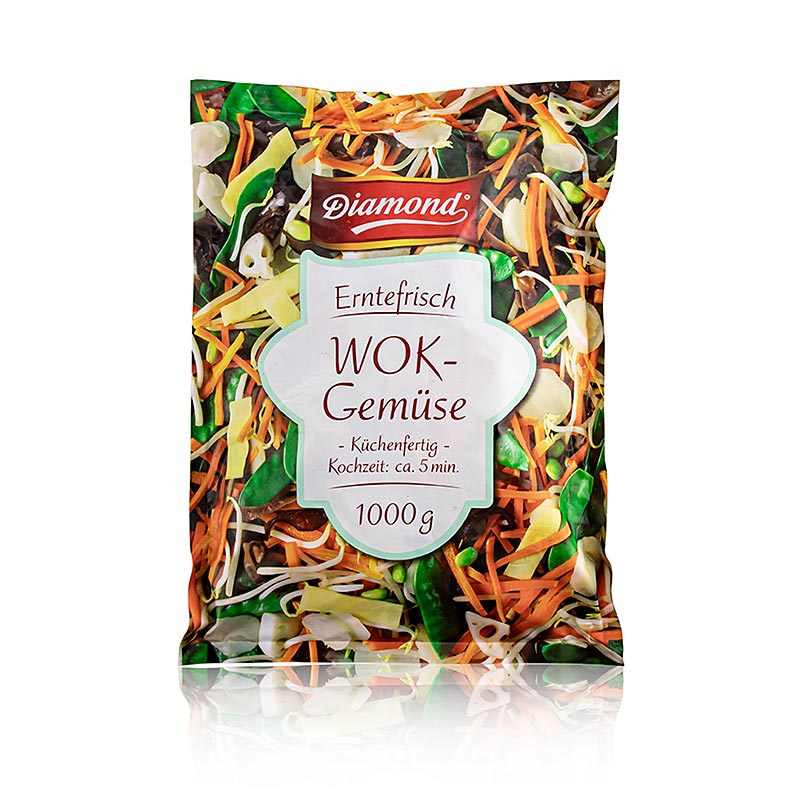 Legumes wok, fatiados, com raiz de lotus, castanha d`agua e bambu - 1 kg - bolsa