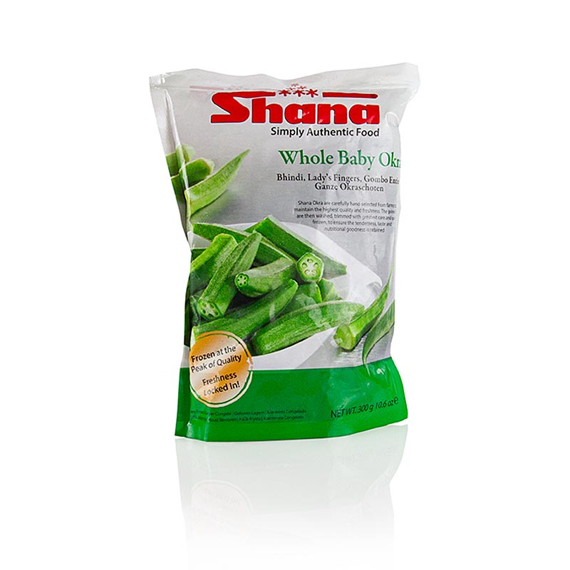 Vainas de okra tiernas, enteras, Shana - 300g - bolsa