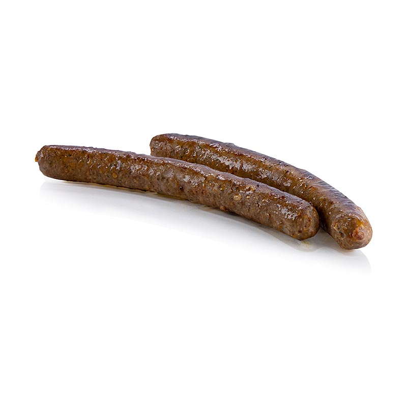 Merguez me mish vici te kullotur dhe Moorschnucke, bratwurst i pjekur ne skare, i paperpunuar, i kalibrit - 300 g, 6 x 50 g - vakum Merguez me mish vici te kullotur dhe Moorschnucke, bratwurst i pjekur ne skare, i paperpunuar, i kalibrit - 300 g, 6 x 50 g - vakum