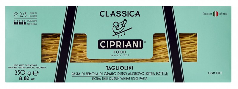 Tagliolini, fideus d`ou, tagliolini, cipriani - 250 g - paquet