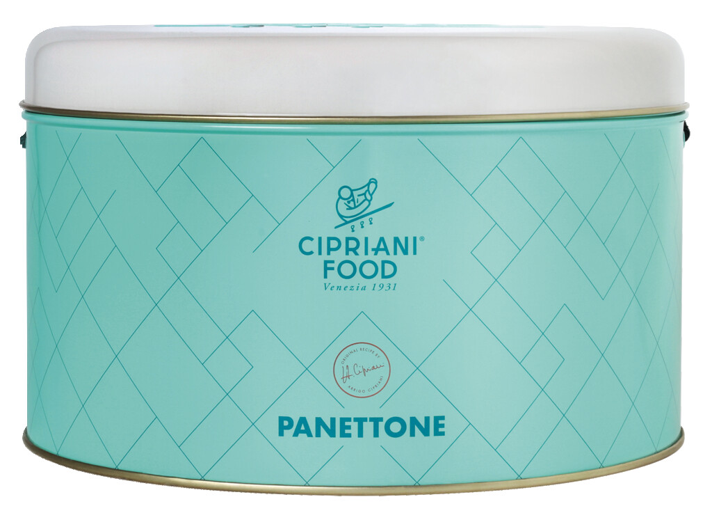 Panettone, metallboks, tradisjonell gjaerbakst, Cipriani - 1000 g - kan