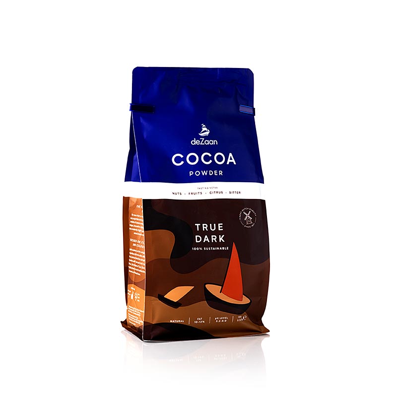 True Dark cacao en polvo, muy desaceitado, 10-12 % de grasa, deZaan - 1 kg - bolsa