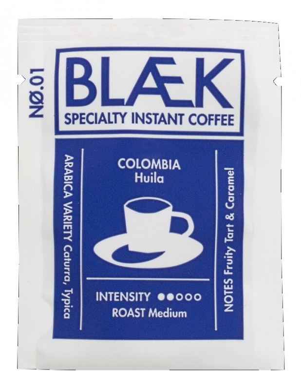BLAEK Cafe Colombia No 1, cafe soluble en grano, 7 sobres, Cafe BLAEK - 7x3g - embalar